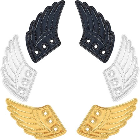 3 Par Sko Engel Vinger Tilbehør Sko Dekorationer Blonde i Vinger Engel Sølv Guld Sort Stof Blonde Dekoration Charm til Pige Kvinder DIY Sko Håndværk