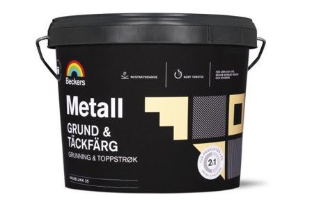 Beckers Grund- och täckfärg, Metall halvblank, 3L, Valfri kulör, Färg & tapeter