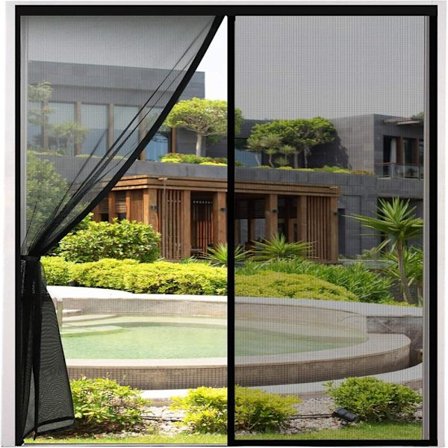 Hyttysverkko-ovi 120x220cm Erittäin Tiheä Verkko Magneettinen Hyönteisverkko- ja Hyönteissuojaverho Teipillä Magneettiset Nastat Automaattinen 