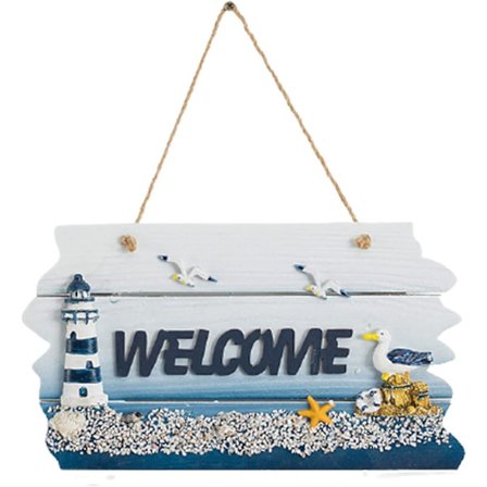 Träskylt med välkomstmotiv för ytterdörren, havsinspirerad, hängande vertikal skylt, hållbar