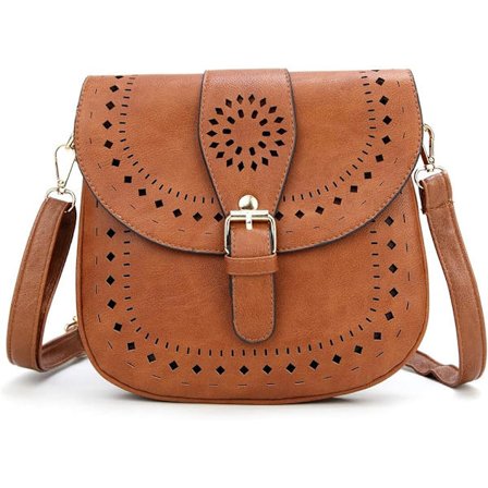 Dam axelväska PU läder crossbody väska (brun)