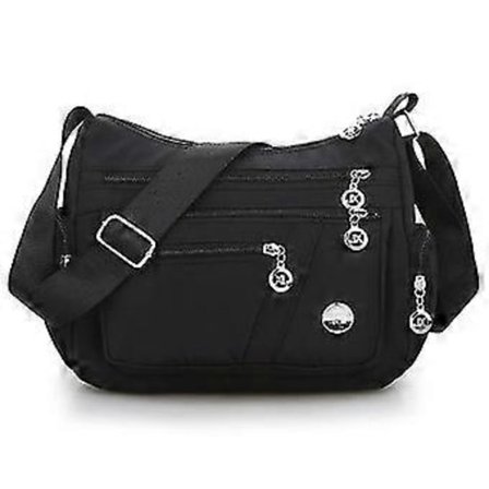 Dame Skuldertasker Vandtæt Taske Messenger Taske Stor Kapacitet Taske Multi Lomme Crossbody Taske (Sort)