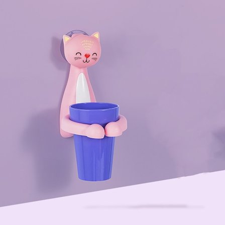 Veggmontert tannbørsteholder for barn, tannbørstekopp, vask