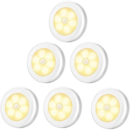 LED skap/skap 6 natt skap lys LED bevegelsessensor lys med magnetisk sokkel