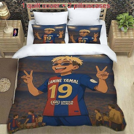 TE04 3 stk. Lamine Yamal UNHCR Special Edition Jersey Print Sengetøj, blødt 135*200cm