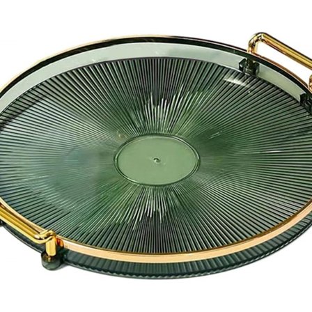 Grön tablett med handtag, hållare för mat