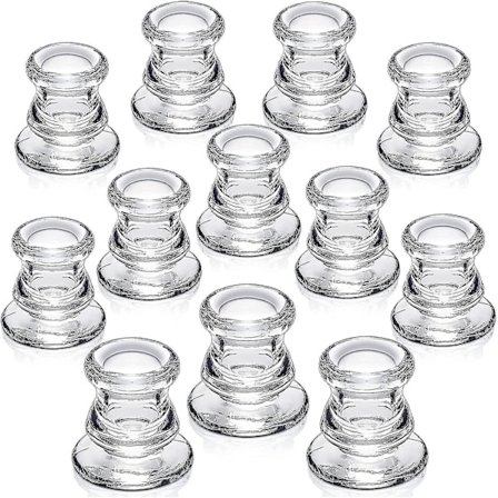 Lysestageholdere i Bulk - 12 stk. Lysestager til Bordmidtpunkt - Tykke Glaslysestage til Bryllup, Fest og Festival Dekoration