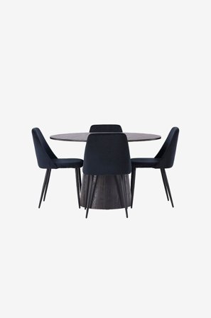 Venture Home - Ruokailuryhmä Lanzo ja tuolit Night, 4 kpl - Musta - Ruokailuryhmä 4 hengelle - - Homeroom