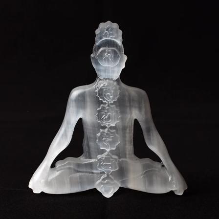 Sju chakran Naturlig selenitsten Kristall Mänsklig form Kristallhantverk Helande stenföremål Feng Shui-kollektion Heminredning Gåva Natural Selenite 