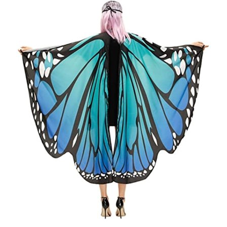 Sommerfuglvinger Kostyme Voksen Halloween Sommerfugl Kappe Kostyme W