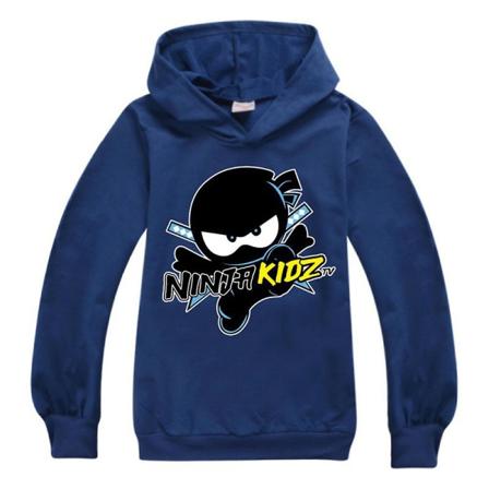 Ninja Kidz Tv- print Barn Pojkar Flickor Luvtröja Tröja Huvtröja Jumper Toppar Hoody Present Navy Blue 9-10 Years