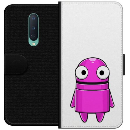 Yhteensopiva Lompakkokotelo OnePlus OnePlus 8 Roosa piirretty hahmo, jossa pyöreä muoto ja suuret silmät tummalla taustalla