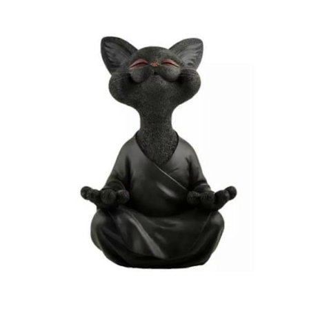Meditationskatter Buddha Figurin Meditation Yoga Harts Figurin Heminredning