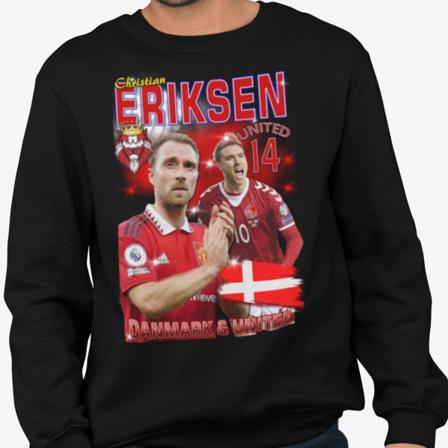 Eriksen Sweatshirt - Danmark & United spelare tröja svart 152cl 12 - 13 år