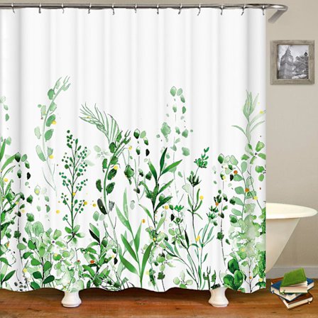 Bruseforhæng 180x180cm, Grønt Plante Mønster Simpelt Vandtæt Bruseforhæng Vandtæt Badeværelsesforhæng