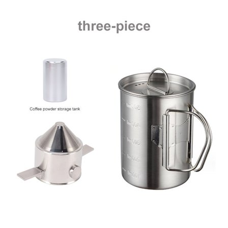 Rese Kaffe Bryggset, Med Förvaringstank För Pulver, Rostfritt Stål Droppare, Vikbar Kaffekopp