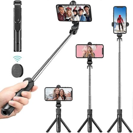 Selfie Stick Bluetooth, Selfie Stick Stativ - Utdragbart Stativ med Fjärrkontroll - Trådlös Selfie Stick Stativ