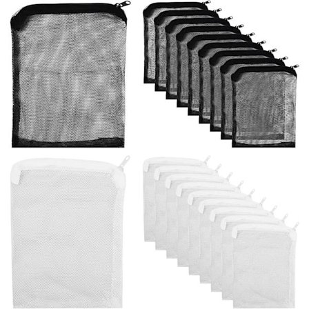 Svart+Vit 20 st Akvariefilterpåse, 15x20cm Fina Nätpåsar med dragkedja