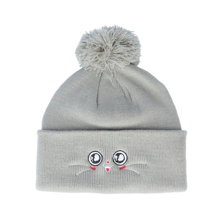 Kiddo Cap - Harmaa pom Beanie - Kids Happy Eyes Light Grey Pom @ Hatstore