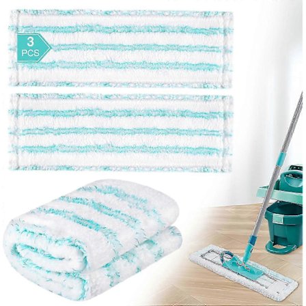 3-pak Erstatningsmoppebetræk til Leifheit Profi XL Micro Duo / Profi XL Cotton Plus Alle Gulvmoppehåndtag, Fjerner Hurtigt Pletter, Effektiv