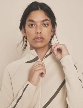 Moonchild Yoga Wear Loud Logo Jacket - Beige - S