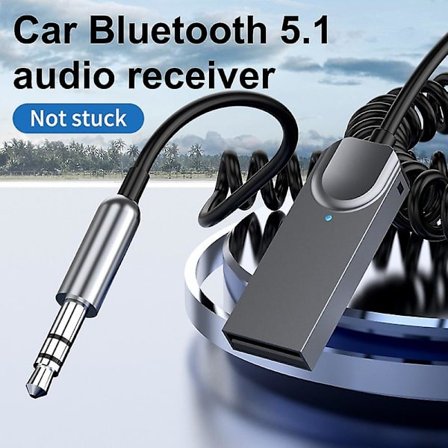 USB Bluetooth-mottagare Adapter med Indragbar Kabel USB till 3,5 mm Handsfree Bil Audio Musik Adapter (FMY)