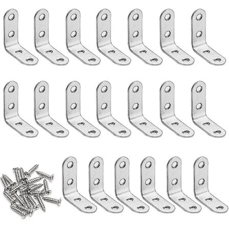 Svart rätvinklig vinkelkonsol L-formad konsol, 20 stycken rostfritt stål 90 graders vinkelkonsol, hyllkonsol 40 X 40 X 17mm hörnfäste med skruvar