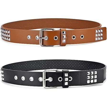 Punk Rock Nittebælte 2 stk Unisex Klassisk Læderbælte