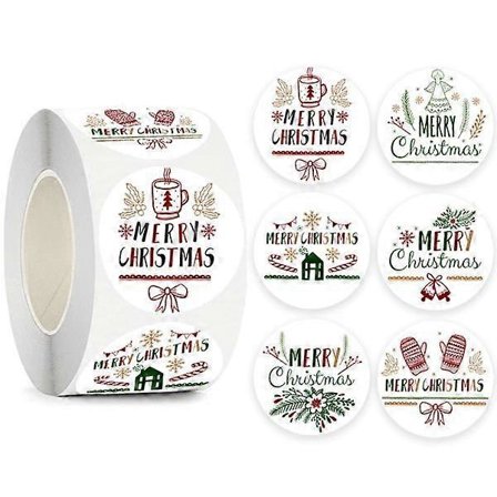 God Jul klistermärken tema förseglingsetiketter stig flerfärgad 500st 3,8cm