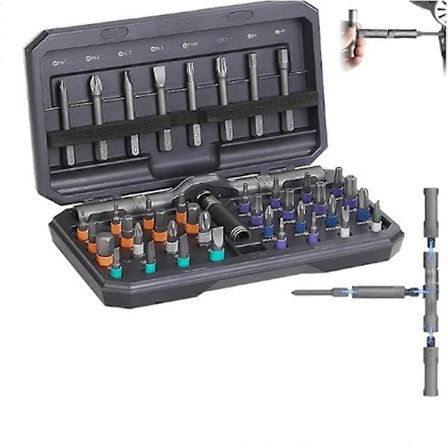 42 i 1 Magnetisk Skrutrekkersett, Skralle Skrutrekker Magnetisk, DIY Skrutrekkersett Skrallehåndtak Avtakbart Allsidig Verktøysett for PC, Møbler