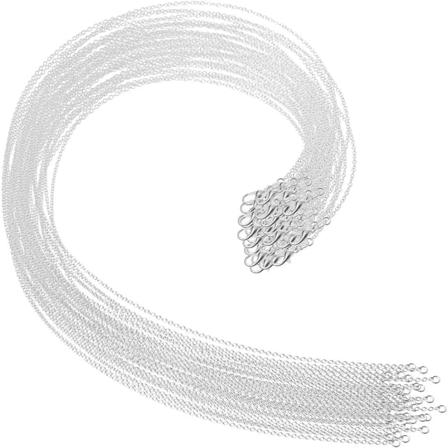 Galaxy 30-pak Halskjede Sølvbelagte Halskjede Kjeder Bulk Kabelkjede Charms, 1,2 mm (15 cm)