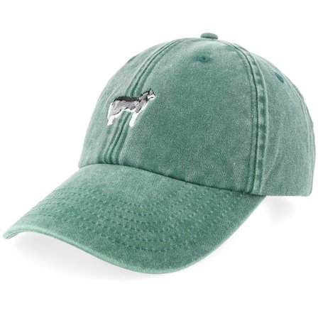 Iconic - Grün unconstructed Cap - Siberian Husky Dog Vintage Washed Bottle Green Dad Cap / Unconstructed @ Hatstore
