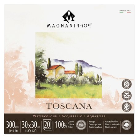 Magnani Bloc Aquarelle Toscana 100% Coton 300g Rough 30x30cm 20 Sheets