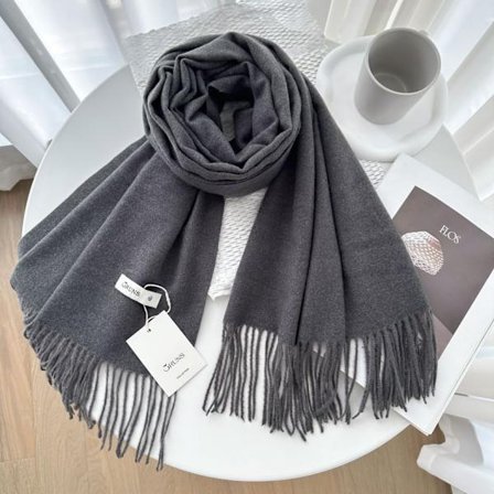 Enfärgad cashmere scarf sjal dam vinter exklusiv mångsidig 250g höst och vinter ny varm scarf