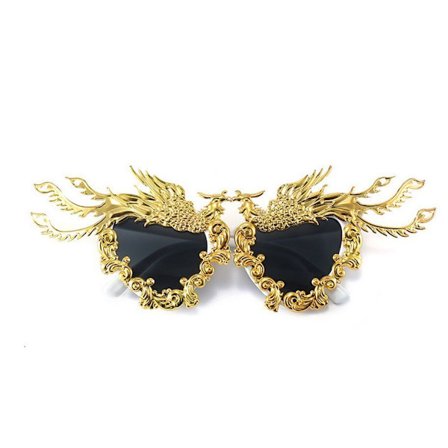 Festival Fashion Luxury Phoenix Sunglasses Unique Gold Punk Eyeglasses Party