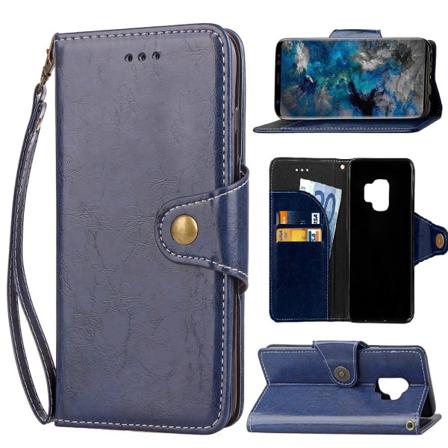 Samsung Galaxy S9 - Retro Oil Fodral Mobilplånbok - Blå Blue