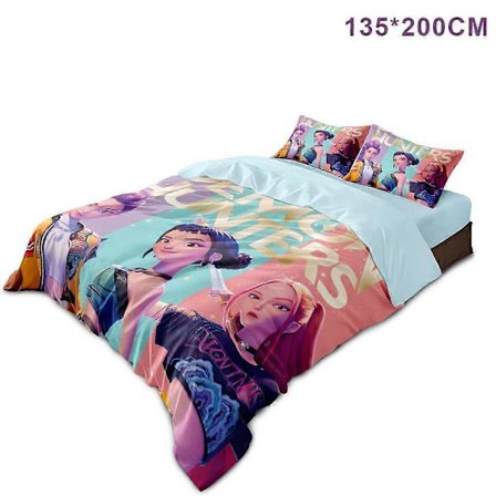 K Pop Demon Hunters 3D Sengesæt Mikrofiber Åndbart Dynebetræk Pudebetræk - 135*200cm