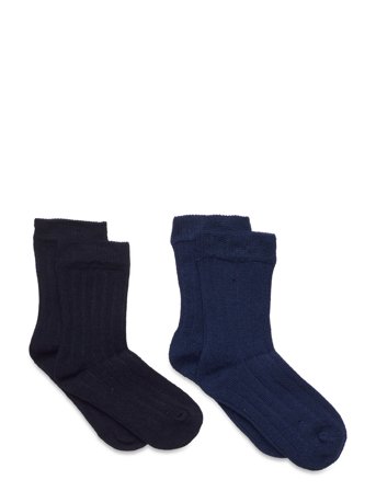 Minymo Ankle Sock - Rib (2-Pack) - Navy - 15 8