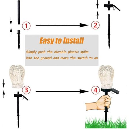 Solcellelampe til udendørs vinkel - LED vandtæt englelampe til kirkegård, have, balkon, gård, mindegaver[D]