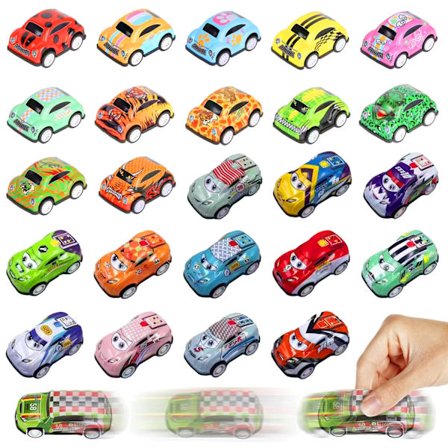 Slumpmässigt 10 st Mini Pull Back-bilar, Push and Go-billeksak, Pull Back-racerbilar, Friktionsdrivna racerbilar, Födelsedagspresenter för barn i 