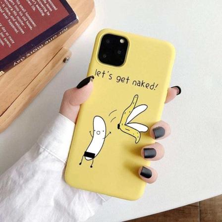 iPhone 12 Pro Max sjove cover med en banan, der klæder skallen a Yellow one size