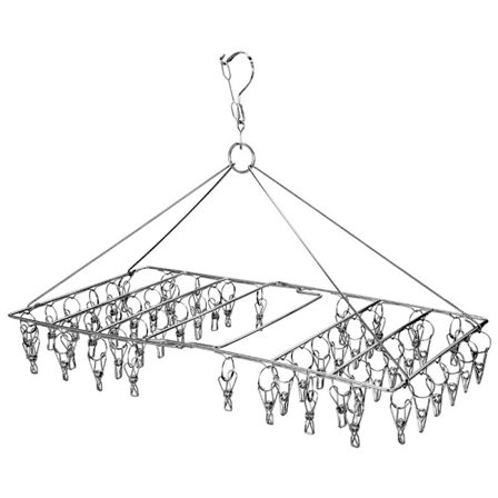 52 Klämmor Sock Dryer Fällbar Rostfritt Stål Platsbesparande Torkning