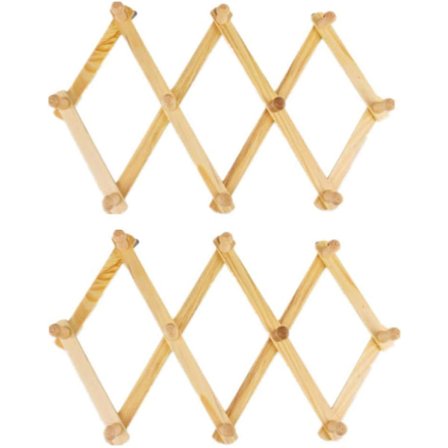 2-pakning 10 Kleshengere i Tre med Krok, Utvidbar Trekkspillstil Veggmontert Krok, Sammenleggbar Tre Klesklyper Veggfeste Holder For Lue, Belte, 