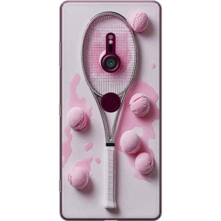 Kompatibel Mobilcover til Sony Sony Xperia XZ3 Rosa glaskugler og tennisketsjer i et kreativt stillbillede med legende popfølelse og moderne design,