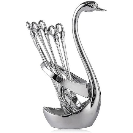 Svanebaseholder Servise Sett Fruktgaffel Kake Kaffeskje