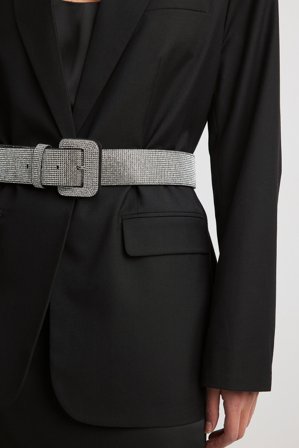 NA-KD Ceinture large étincelante - Accessoires Nouvel An - Noir,Argent - XX-Small/X-Small