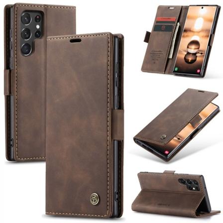 CaseMe Slim Lompakkokotelo Samsung Galaxy S22 Ultra Ruskea