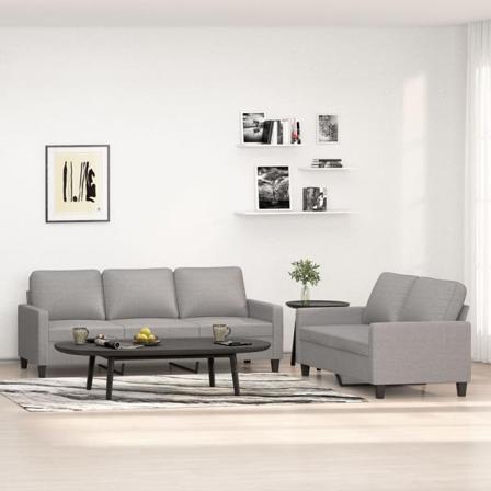 Vidaxl Soffgrupp Med Dynor 2 Delar Ljusgrå Tyg Grå