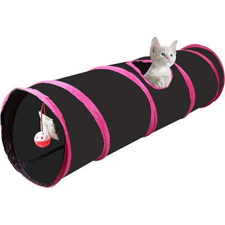 Kattetunnel med Legetøj - Legetunnel til Små Dyr - Foldsbar -