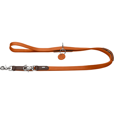 HUNTER T-Leash Lemvig 20/200 Leather Orange/Dark Brown